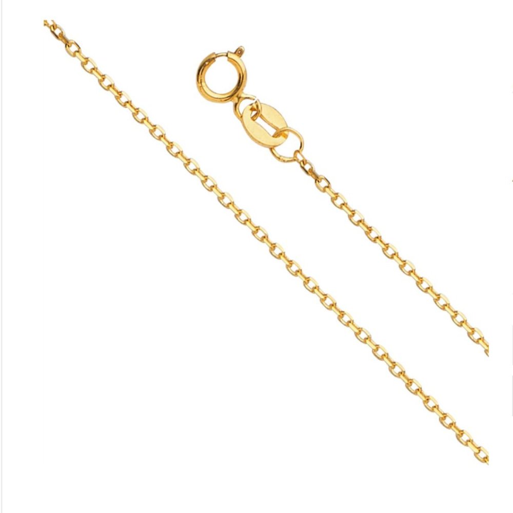14KT Gold Rolo Chain 0.9mm Angle Cut Oval Rolo 20 Inches